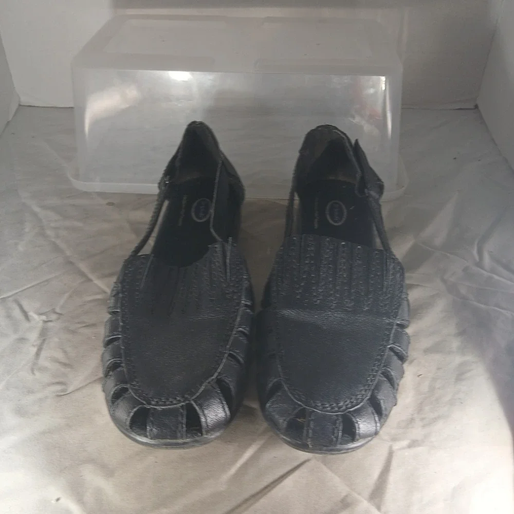 Dr. Scholls Huarache Loafers 8M Black Leather Kiltie Fringe Comfort Shoes